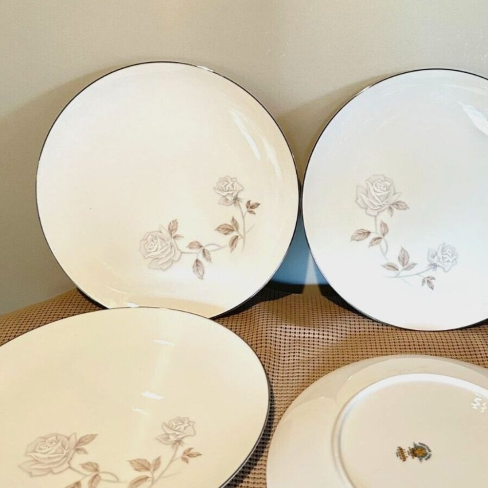Two Noritake China Rosay  DINNER PLATES 10 5/8" 6216 Vintage Dining  Roses